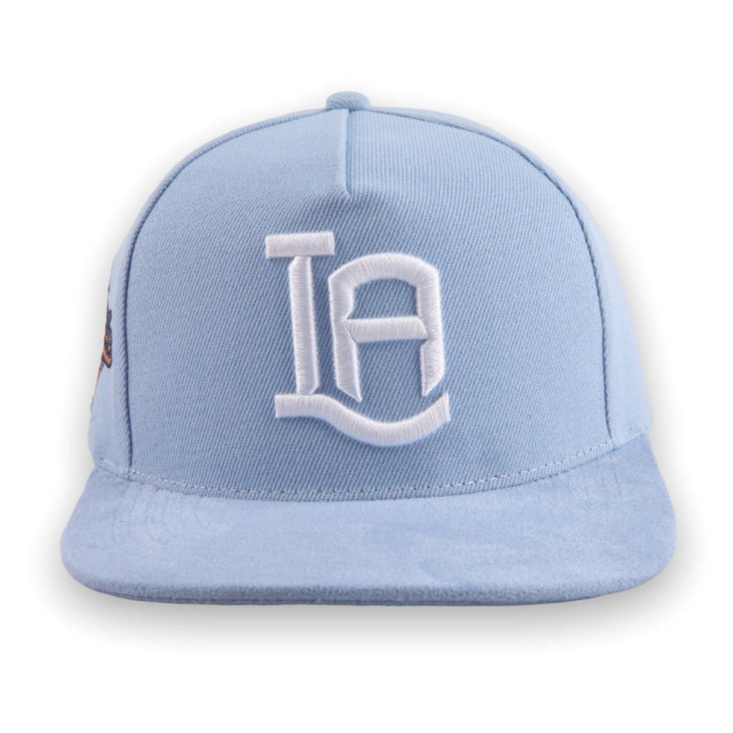 LA World Series Snapback- Carolina Blue Suede